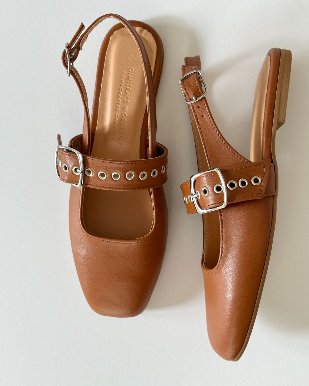 Mia Brown leather ballerinas Mary Jane shoes